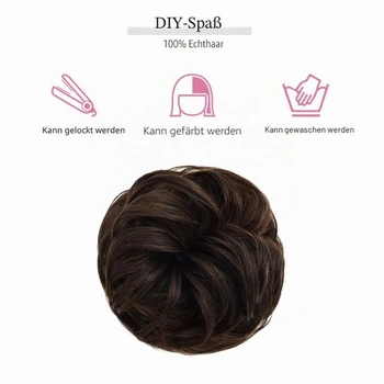 Rozstrapatený drdol Scrunchie z pravých vlasov strapaté upnuté príčesky drdol vlnitý kučeravý cop