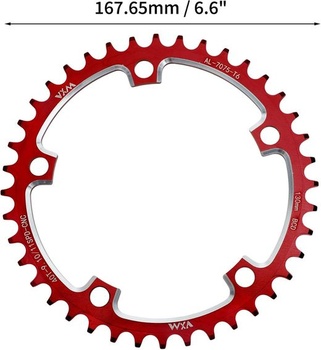 Úzky-široký prevodník pre rýchlostné cestné bicykle, 1 kus | Červený, CNC hliníková zliatina, 167,65