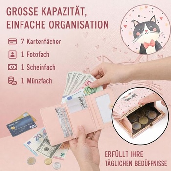 Dámska peňaženka, mini krátka peňaženka pre ženy, dámska peňaženka z mäkkej kože, so zipsom a