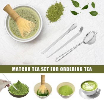 Sada metliček na Matcha čaj, sada na Matcha čaj s metličkou a lžičkou na Matcha čaj, sítko, držák