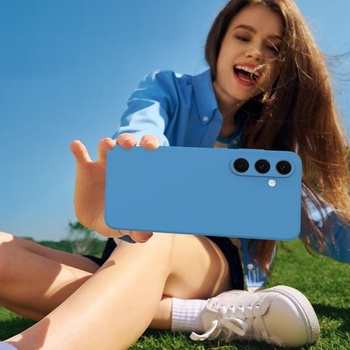 Silikonový TPU kryt pro Samsung Galaxy S25 FE 5G, 2 ochranné fólie na displej, modrá, Samsung