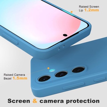 Silikonový TPU kryt pro Samsung Galaxy S25 FE 5G, 2 ochranné fólie na displej, modrá, Samsung