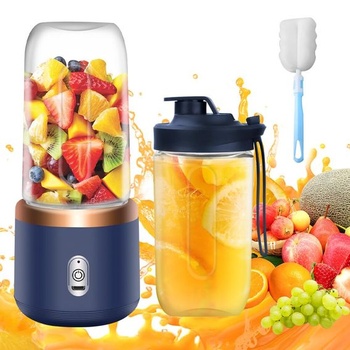 Prenosný mixér, prenosný mixér TGKYK 400ML s miskami, kefami a 6 nožmi, mixér s USB nabíjaním a