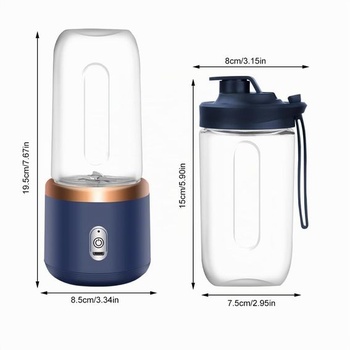 Prenosný mixér, prenosný mixér TGKYK 400ML s miskami, kefami a 6 nožmi, mixér s USB nabíjaním a