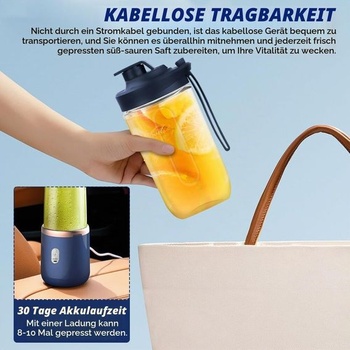 Prenosný mixér, prenosný mixér TGKYK 400ML s miskami, kefami a 6 nožmi, mixér s USB nabíjaním a