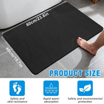 Kúpeľňová predložka 40×60 cm Tmavo šedá – Protišmyková kúpeľňová predložka, prateľná a savá,