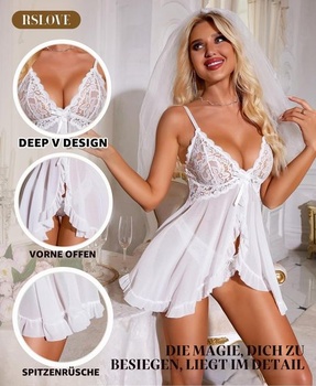 RSLOVE Sexy spodná bielizeň Babydoll pre ženy - krajková negližé, nočná bielizeň, sieťovaná spodná