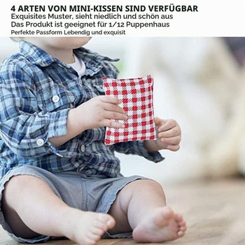 NUOBESTY 8 kusov miniatúrny vankúš do domčeka pre bábiky, nábytok, doplnky, dekoratívne vankúše,
