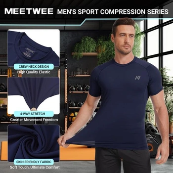 Pánské kompresní tričko MEETWEE Rash Guard s UPF50+ filtrem, dlouhý rukáv, krátký rukáv,