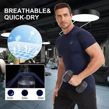 Pánské kompresní tričko MEETWEE Rash Guard s UPF50+ filtrem, dlouhý rukáv, krátký rukáv,
