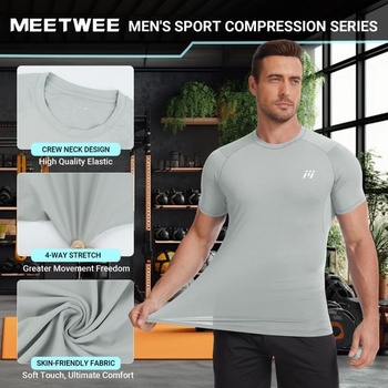 MEETWEE Rash Guard UPF50+ kompresní tričko pánské s dlouhým rukávem a krátkým rukávem, výkonnostní