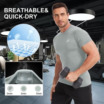 MEETWEE Rash Guard UPF50+ kompresní tričko pánské s dlouhým rukávem a krátkým rukávem, výkonnostní