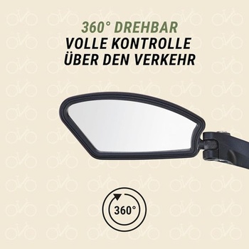 Zrkadlo na bicykel PROPHEE pre ľavú ruku - otočné o 360 °, nerozbitná nerezová oceľ, vhodné pre priemer