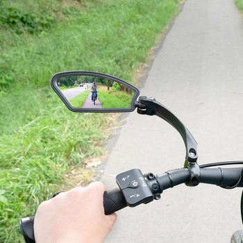 Zrkadlo na bicykel PROPHEE pre ľavú ruku - otočné o 360 °, nerozbitná nerezová oceľ, vhodné pre priemer