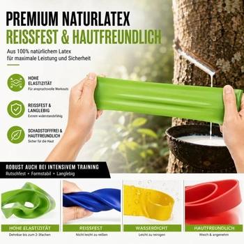 Odporové gumy [5dielna sada] z prírodného latexu - Sada fitness gum zelená + modrá + žltá + červená