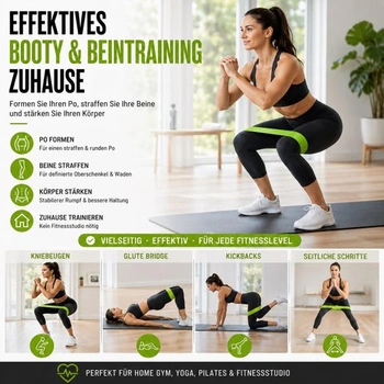 Odporové gumy [5dielna sada] z prírodného latexu - Sada fitness gum zelená + modrá + žltá + červená