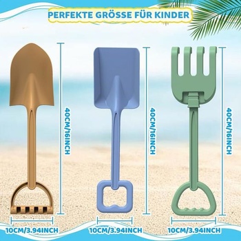 Plážové lopaty, velké lopaty na písek do zahrady, 40cm plážová rýčová lopata, hrábě pro děti a