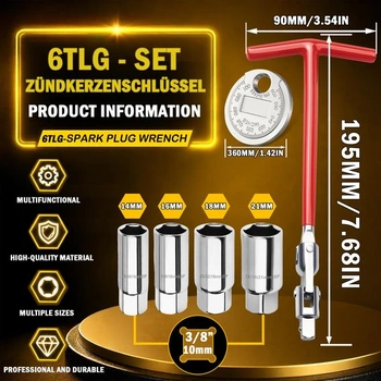 Sada klíčů na zapalovací svíčky 14 mm 16 mm 18 mm 21 mm 6dílná univerzální klíč na zapalovací
