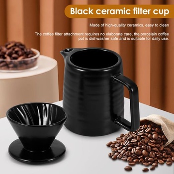 ZONJIE Kávovar na prelievanie - 500ml porcelánový kávový filter s hrnčekom, kanvica na kávu s filtrom,