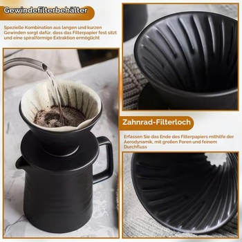 ZONJIE Kávovar na prelievanie - 500ml porcelánový kávový filter s hrnčekom, kanvica na kávu s filtrom,