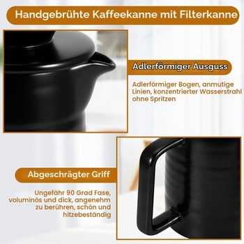 ZONJIE Kávovar na prelievanie - 500ml porcelánový kávový filter s hrnčekom, kanvica na kávu s filtrom,