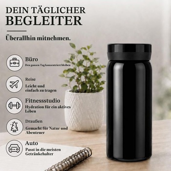Linkidea Mini izolovaná fľaša z nerezovej ocele s objemom 200 ml, čierna