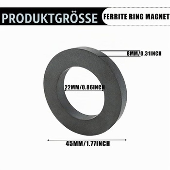 10 kusů magnetických kroužků: Ø 45 mm x 22 mm x 8 mm Feritový magnet s otvorem, odolný magnetický