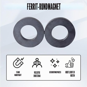 10 kusů magnetických kroužků: Ø 45 mm x 22 mm x 8 mm Feritový magnet s otvorem, odolný magnetický