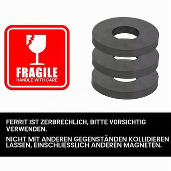 10 kusů magnetických kroužků: Ø 45 mm x 22 mm x 8 mm Feritový magnet s otvorem, odolný magnetický