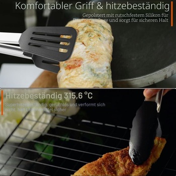 4dielne kuchynské kliešte, žiaruvzdorné do 315 ° C, kliešte na cestoviny 22,9 cm a 30,5 cm