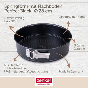 Zenker odnímateľná forma s plochým dnom Perfect Black Ø 28 cm – Vysoko kvalitný pekáč z oceľového