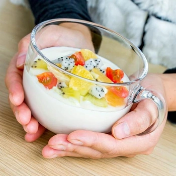 Průhledné skleněné hrnky na velké snídaně, 401-500 ml, skleněné hrnky s lžičkou, vhodné do