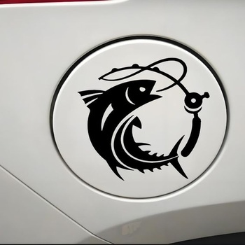 Samolepka s rybou, vodeodolná PVC samolepka, čierna, zábavná dekorácia na auto, notebook, chladničku,