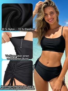 Menštruačné bikiny so sťahovacou šnúrkou, menštruačný spodný diel, široký pás, menštruačné plavky na