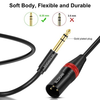 Mikrofonní kabel XLR na 6,35mm jack (1 m, samec) Samec 1 m