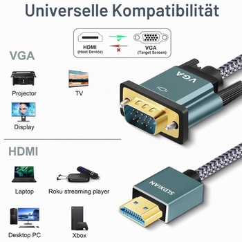 Kabel HDMI-VGA, kabel HDMI-VGA (samec-samec) (5M)