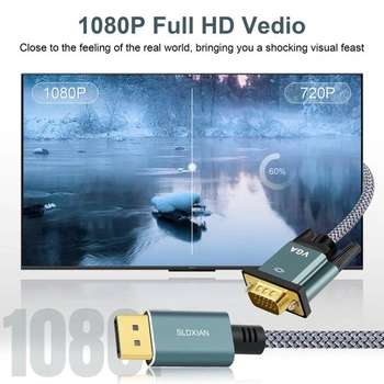 Kábel DisplayPort-VGA, pozlátený Kábel DP-VGA 1080p (1 m)