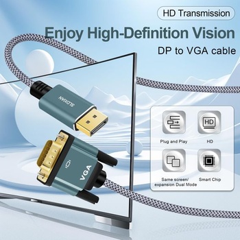 Kabel DisplayPort-VGA, pozlacený Kabel DP-VGA 1080p (1 m)
