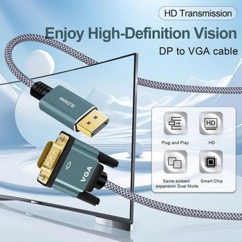 Kábel DisplayPort-VGA, pozlátený Kábel DP-VGA 1080p (1 m)