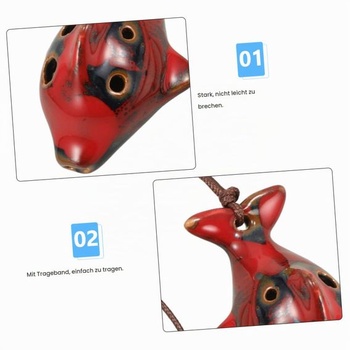 Supvox Dolphin Ocarina, keramická, červená, 4-dierková, pre začiatočníkov