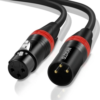XLR kabel, mikrofonní kabel, samec-samice (1 m), černý, 1 m