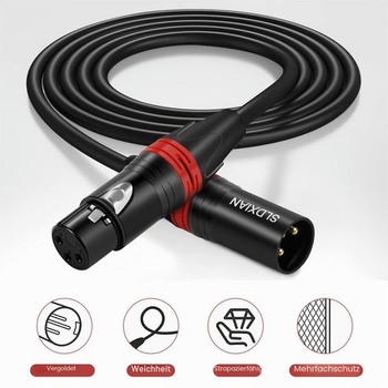 XLR kabel, mikrofonní kabel, samec-samice (1 m), černý, 1 m