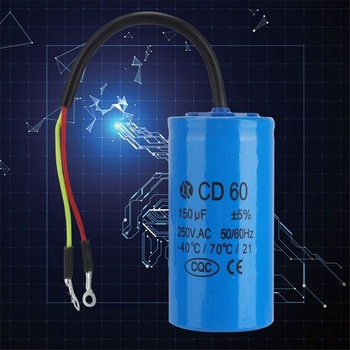 Kondenzátor, spúšťací kondenzátor CD60 - prevádzkový kondenzátor s drôtovým prívodom 250V AC 150uF 50