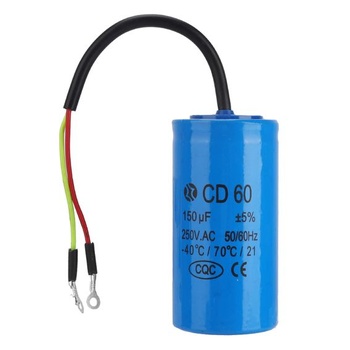 Kondenzátor, spúšťací kondenzátor CD60 - prevádzkový kondenzátor s drôtovým prívodom 250V AC 150uF 50