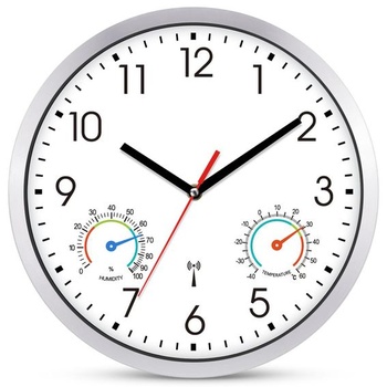 Nástěnné hodiny s rádiovým ovládáním, tiché, 25 cm, bílé