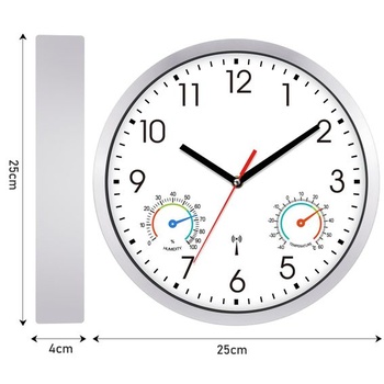 Nástenné hodiny s rádiovým ovládaním, tiché, 25 cm, biele