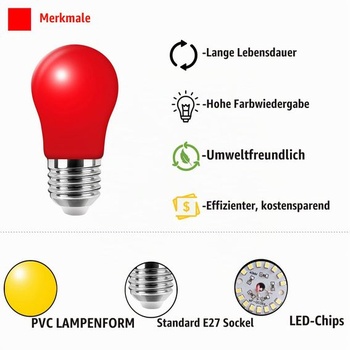 Barevné LED žárovky E27, 3W A50 tvar žárovky, červená, žlutá, modrá, zelená, růžová, mix barev LED