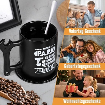 Darček ku Dňu otcov pre otca, personalizovaný hrnček pre otca s rukoväťou v tvare kľúča, narodeninový