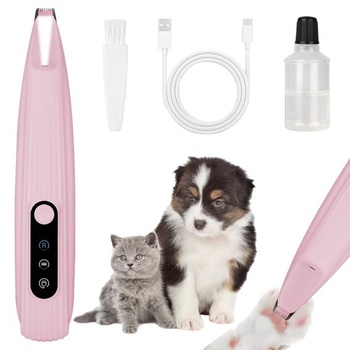 OFFCUP Dog Paw Trimmer, tichý strojček na psie labky s LED svetlom, ružový