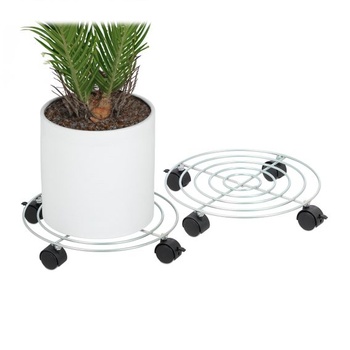 Relaxdays Valec na kvetináče, sada 2 kusov, Ø 32 cm, Podnos na kvetináče s kolieskami, oceľ, valec na